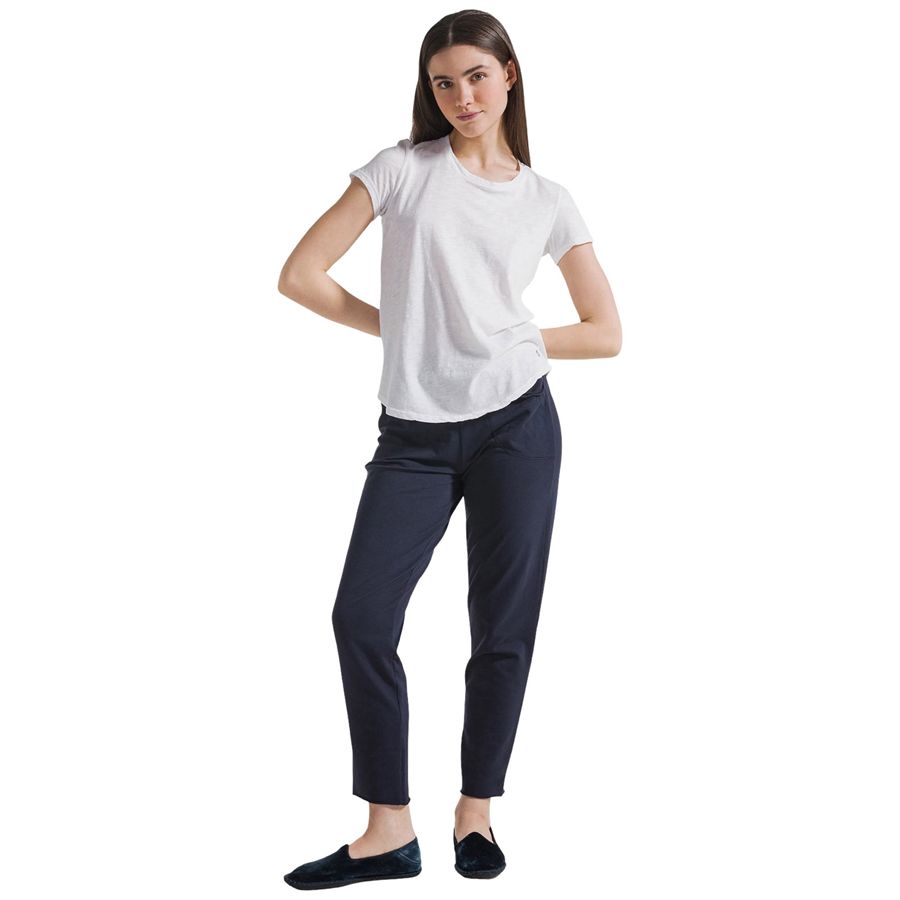 Pantaloni tuta slim fit in cotone stretch navy da donna Deha | D4252525515